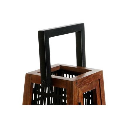 Kerzenschale DKD Home Decor Schwarz natürlich Metall Mango-Holz 15 x 15 x 26 cm