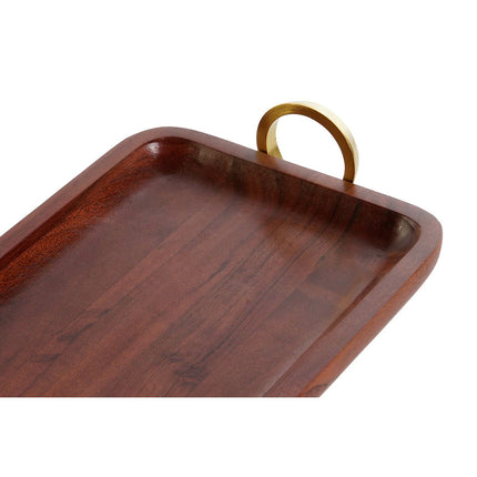 Schale DKD Home Decor Braun Gold Aluminium Akazienholz 37 x 20 x 7 cm