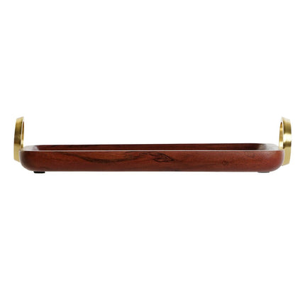 Schale DKD Home Decor Braun Gold Aluminium Akazienholz 37 x 20 x 7 cm