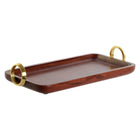 Schale DKD Home Decor Braun Gold Aluminium Akazienholz 37 x 20 x 7 cm
