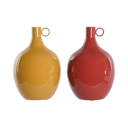 Vase Home ESPRIT Senf Terrakotta Aluminium Lackierung 23 x 23 x 38,5 cm (2 Stück)