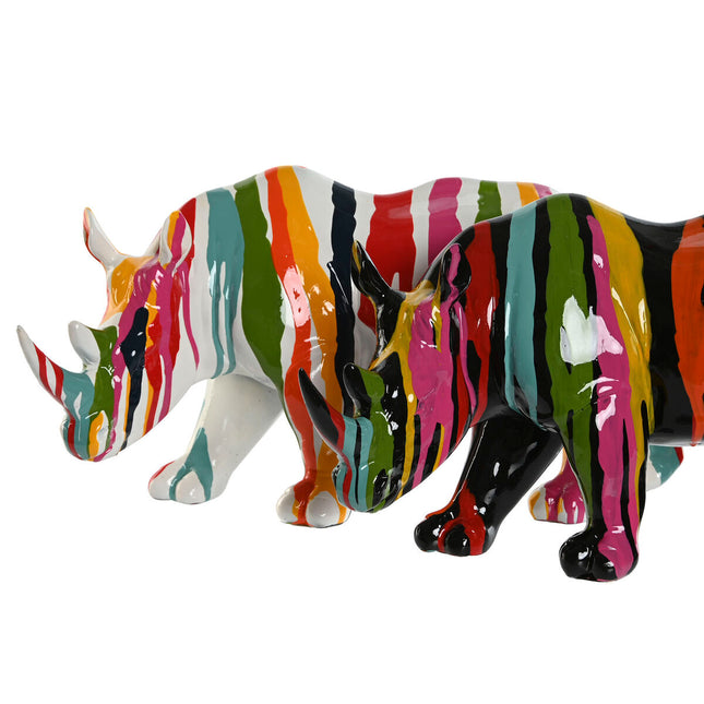 Deko-Figur Home ESPRIT Weiß Schwarz Moderne Nashorn 33,5 x 14,5 x 17,5 cm (2 Stück)
