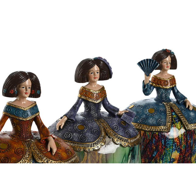 Deko-Figur Home ESPRIT Bunt Romantisch 21,5 x 15,5 x 25,5 cm (3 Stück)