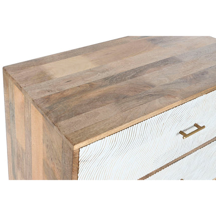 Schubladenschrank Home ESPRIT Weiß Braun Gold Eisen Mango-Holz Wellen Moderne 80 x 45 x 85 cm