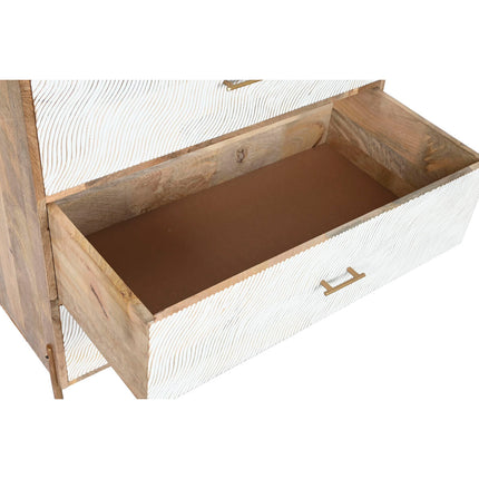 Schubladenschrank Home ESPRIT Weiß Braun Gold Eisen Mango-Holz Wellen Moderne 80 x 45 x 85 cm