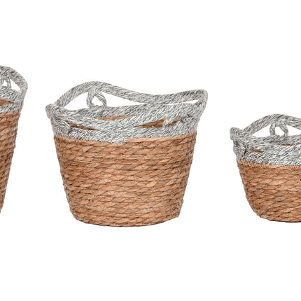 Korbsatz Home ESPRIT Weiß Grau natürlich Seegras Boho 29 x 29 x 32 cm (2 Stück)