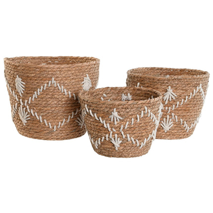 Korbsatz Home ESPRIT Weiß natürlich Seegras Boho 25 x 28 x 20 cm