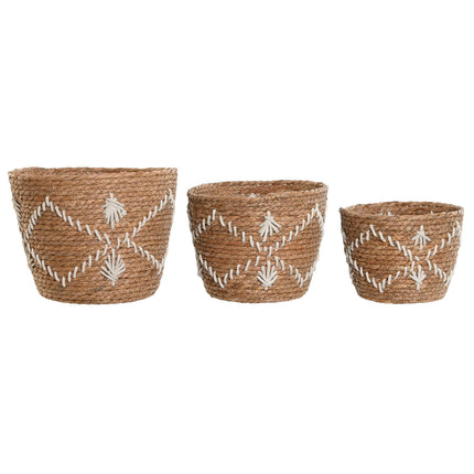 Korbsatz Home ESPRIT Weiß natürlich Seegras Boho 25 x 28 x 20 cm