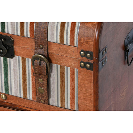 Schubladenschrank Home ESPRIT Braun Bunt Holz Leinwand Kolonial 45 x 35 x 71,5 cm