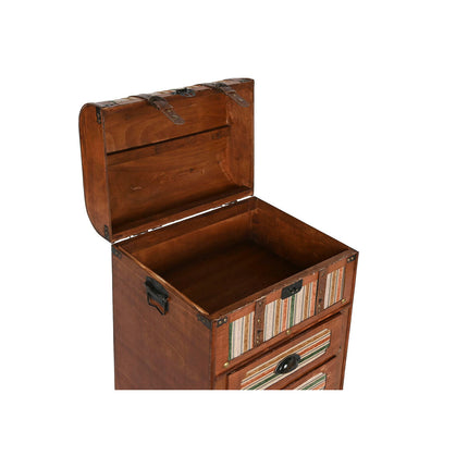 Schubladenschrank Home ESPRIT Braun Bunt Holz Leinwand Kolonial 45 x 35 x 71,5 cm