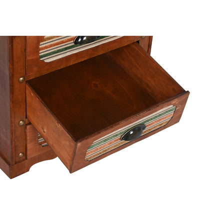 Schubladenschrank Home ESPRIT Braun Bunt Holz Leinwand Kolonial 45 x 35 x 71,5 cm