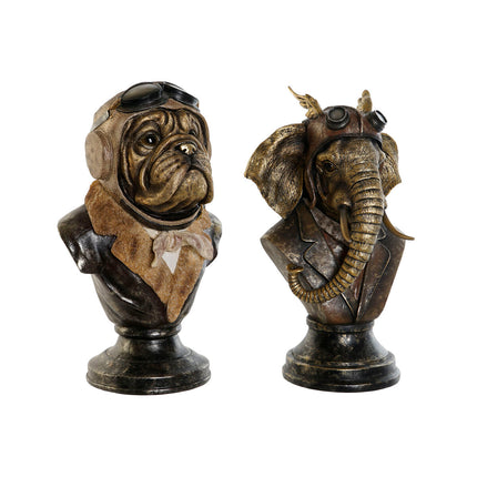 Deko-Figur Home ESPRIT Steampunk Grau Bunt 21 x 18 x 35 cm (2 Stück)