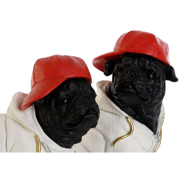 Deko-Figur Home ESPRIT Weiß Schwarz Rot Hund 25 x 12 x 21 cm (2 Stück)