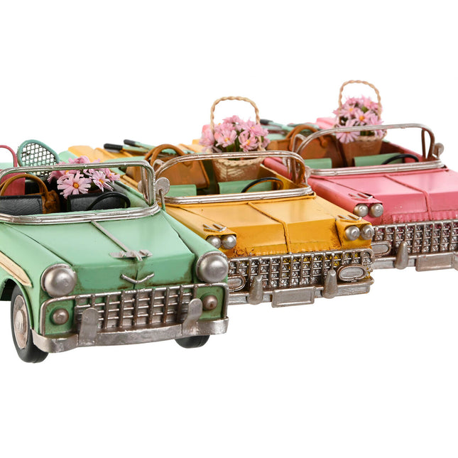 Deko-Figur Home ESPRIT Auto Gelb Rosa Vintage 26 x 11 x 9 cm (3 Stück)