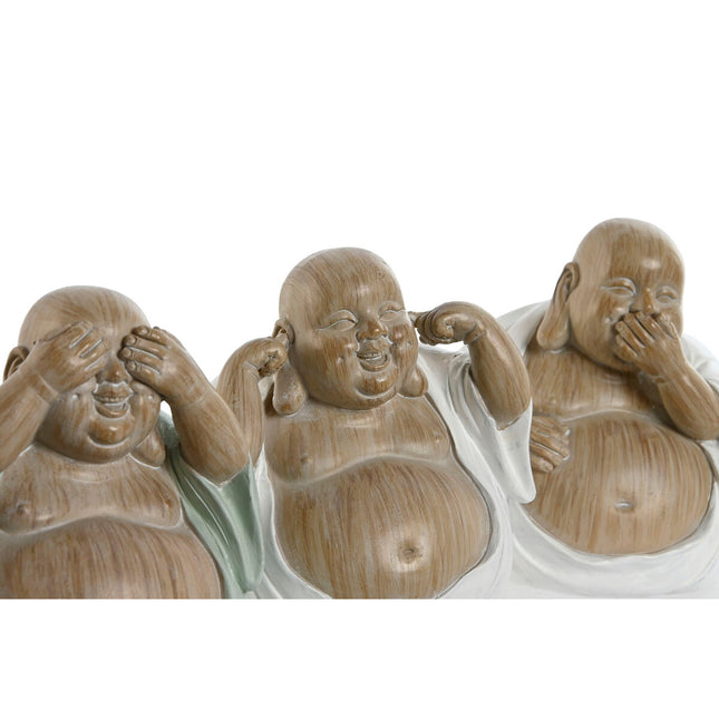 Deko-Figur Home ESPRIT Weiß grün Buddha Orientalisch 10 x 9 x 10,5 cm (3 Stück)