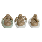 Deko-Figur Home ESPRIT Weiß grün Buddha Orientalisch 10 x 9 x 10,5 cm (3 Stück)