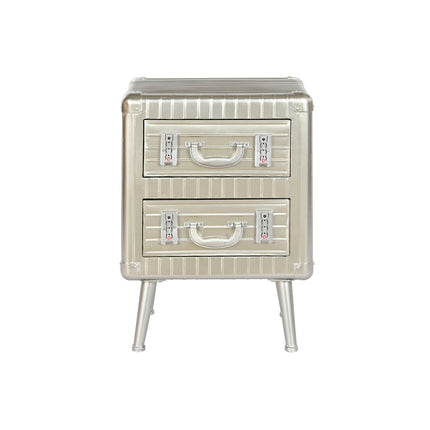 Nachttisch Home ESPRIT Silberfarben Metall Holz MDF 46 x 39 x 63 cm