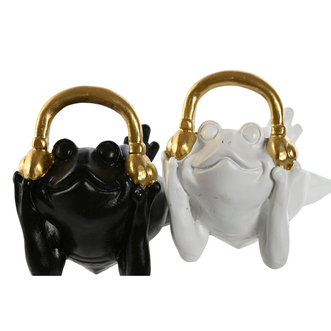 Deko-Figur Home ESPRIT Weiß Schwarz Gold Frosch 25 x 13 x 15 cm (2 Stück)