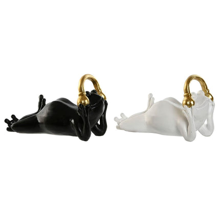 Deko-Figur Home ESPRIT Weiß Schwarz Gold Frosch 25 x 13 x 15 cm (2 Stück)