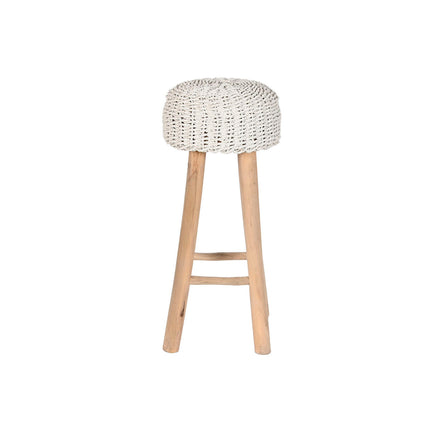 Hocker Home ESPRIT Weiß natürlich Teakholz Faser 32 x 32 x 75 cm