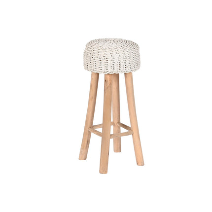 Hocker Home ESPRIT Weiß natürlich Teakholz Faser 32 x 32 x 75 cm