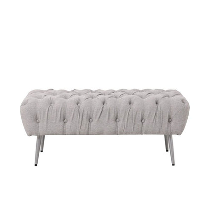 Hocker Home ESPRIT Grau Silberfarben Polyester Metall 103 x 46 x 42 cm