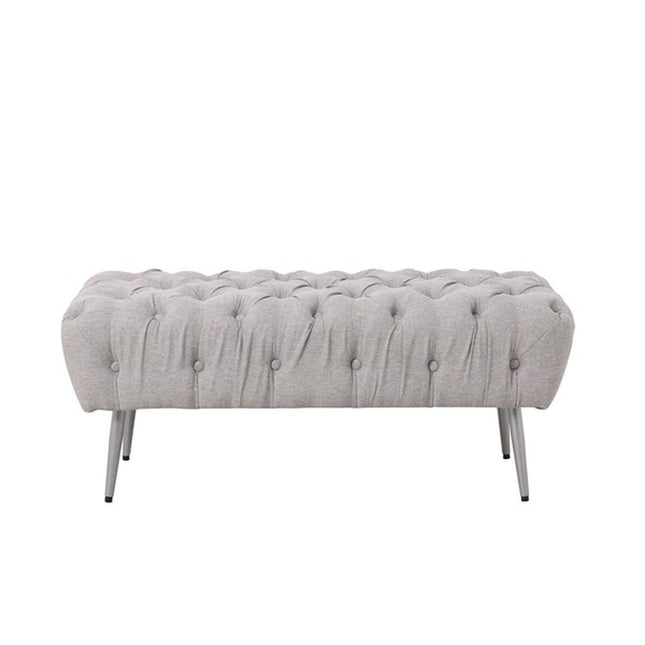 Hocker Home ESPRIT Grau Silberfarben Polyester Metall 103 x 46 x 42 cm