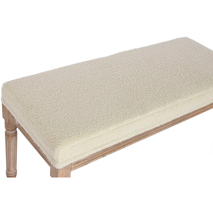 Hocker Home ESPRIT Weiß natürlich Polyester Kautschukholz 100 x 38 x 43 cm
