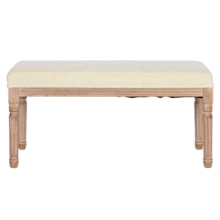Hocker Home ESPRIT Weiß natürlich Polyester Kautschukholz 100 x 38 x 43 cm