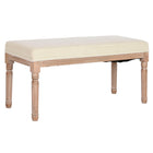 Hocker Home ESPRIT Weiß natürlich Polyester Kautschukholz 100 x 38 x 43 cm