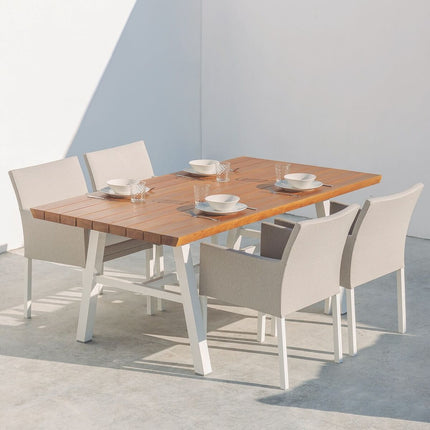 Esstisch Saskia Aluminium Akazienholz 180 x 100 x 75 cm