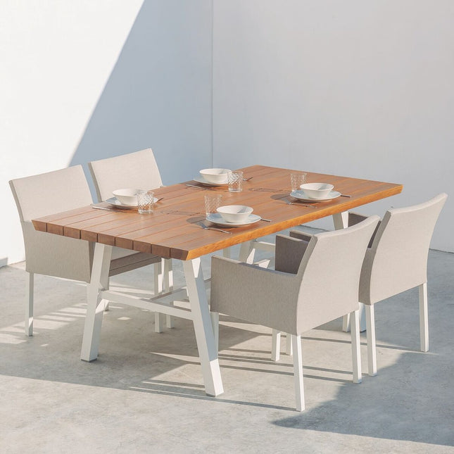 Esstisch Saskia Aluminium Akazienholz 180 x 100 x 75 cm
