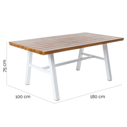 Esstisch Saskia Aluminium Akazienholz 180 x 100 x 75 cm