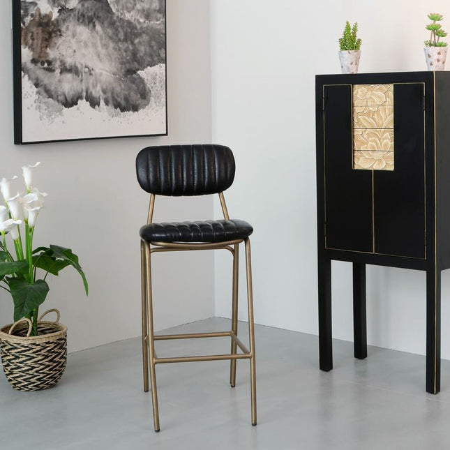 Hocker 44 x 51 x 100 cm Schwarz Gold Metall Polyurethan