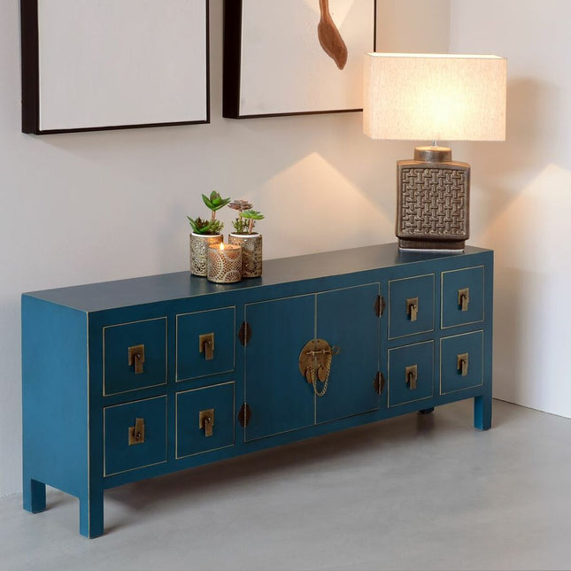 TV-Möbel ORIENTE 130 x 24 x 50,5 cm Blau Holz MDF