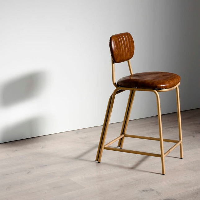 Hocker 42 x 49 x 88 cm Gold Metall Braun Polyurethan