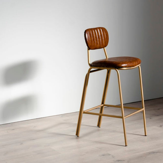 Hocker 44 x 51 x 100 cm Gold Metall Braun Polyurethan