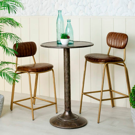 Hocker 44 x 51 x 100 cm Gold Metall Braun Polyurethan