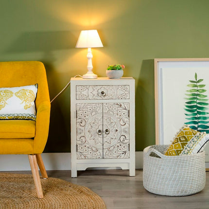 Nachttisch ORIENTE 45 x 26 x 69 cm Holz Weiß DMF