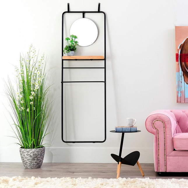 Garderobe 56,9 x 15 x 171,9 cm natürlich Schwarz Metall Holz Industriell