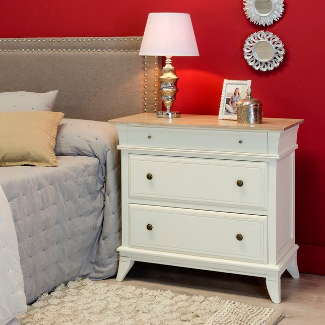 Schubladenschrank NICOLA 84 x 42 x 80 cm natürlich Creme Romantisch