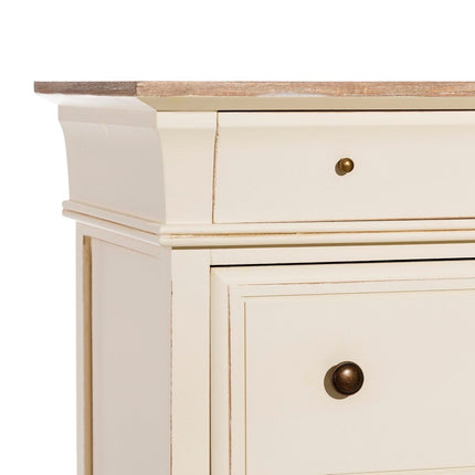 Schubladenschrank NICOLA 84 x 42 x 80 cm natürlich Creme Romantisch