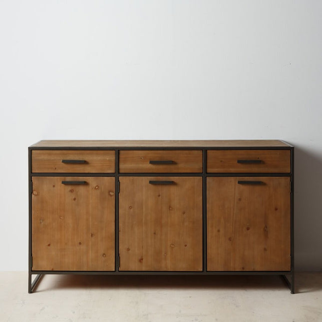 Anrichte CÉSARE 150 x 48 x 83 cm Schwarz Metall Holz Braun