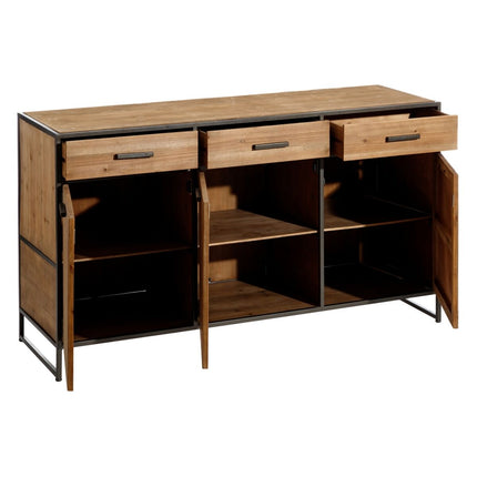 Anrichte CÉSARE 150 x 48 x 83 cm Schwarz Metall Holz Braun