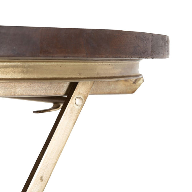 Beistelltisch 66 x 66 x 78 cm Gold Holz Braun Eisen