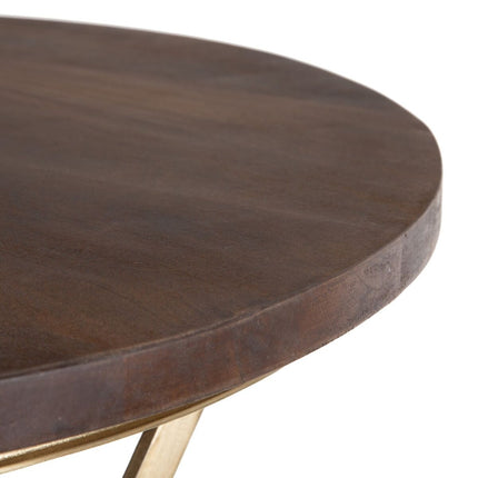 Beistelltisch 66 x 66 x 78 cm Gold Holz Braun Eisen