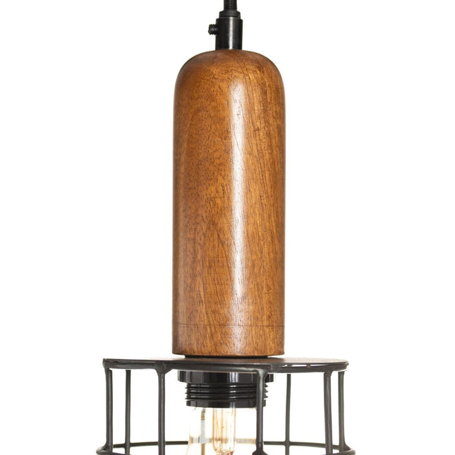 Deckenlampe 12 x 12 x 27 cm natürlich Gold Holz Eisen