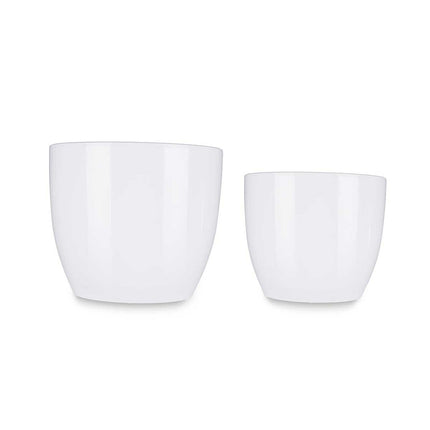 Blumentopfset Ø 22 cm Ø 28 cm 2 Stücke Weiß Lehm