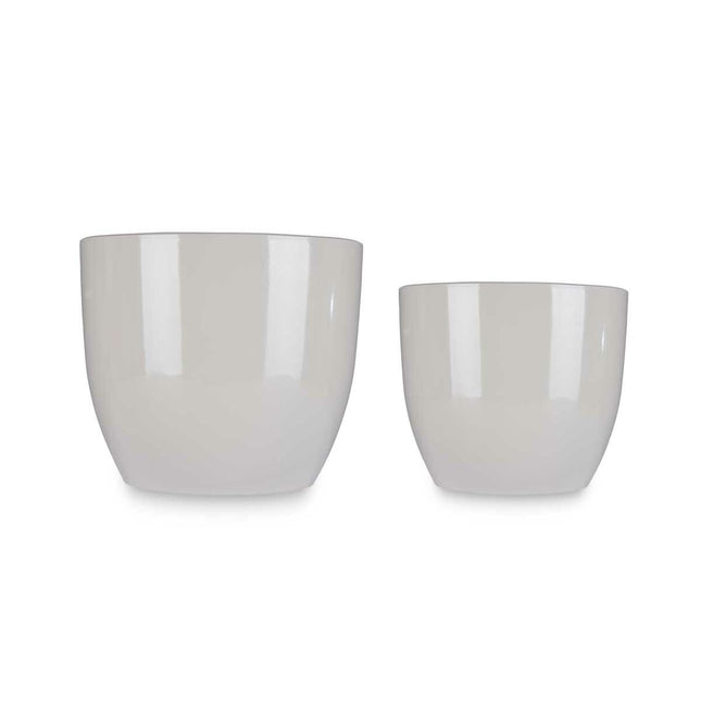 Blumentopfset Ø 22 cm Ø 28 cm 2 Stücke Grau Lehm