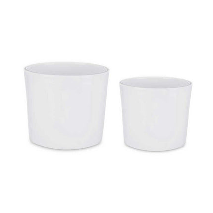 Blumentopfset Ø 22 cm Ø 27 cm 2 Stücke Weiß Lehm